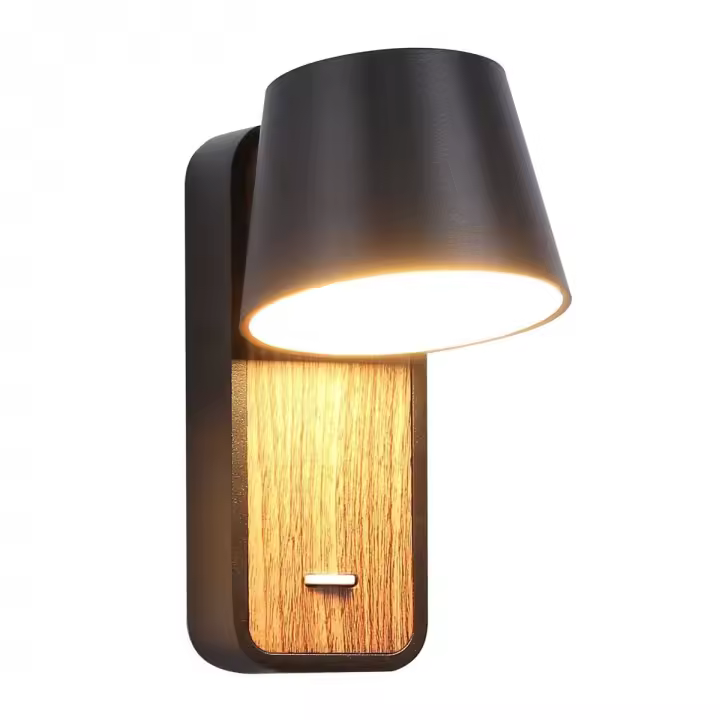 Aplique de Pared ALPINALUZ Moderno Aluminio Madera Foco LED Lectura 6W Interruptor - 1