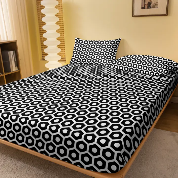 Sábana Ajustada Moderna Y Geométrica De Material Poliéster 100% Con Impresión Matte Para Dormitorio Sin Incluir Fundas De Almohada - 1