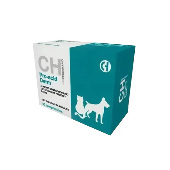 Pro-acid Derm 60 comprimidos Suplemento dermatológico para casos como dermatitis, alergias y caída de pelo para perros y gatos Chemical Ibérica - 1