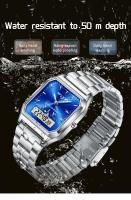 Reloj De Pulsera Cuarzo Digital Para Hombre SANDA 747 Resistente Al Agua Acero Inoxidable Estuche Cuadrado Luminoso Y Resistente Al Shock - details 10