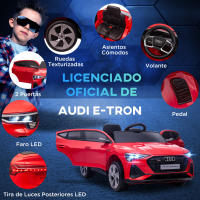 HOMCOM Coche Eléctrico Audi E-tron 12V para Niños de +3 Años con Mando a Distancia Faros Bocina Música MP3 TF USB y Apertura de Puerta 3-5 km/h 108x60x47 cm Rojo/Blanco - details 5