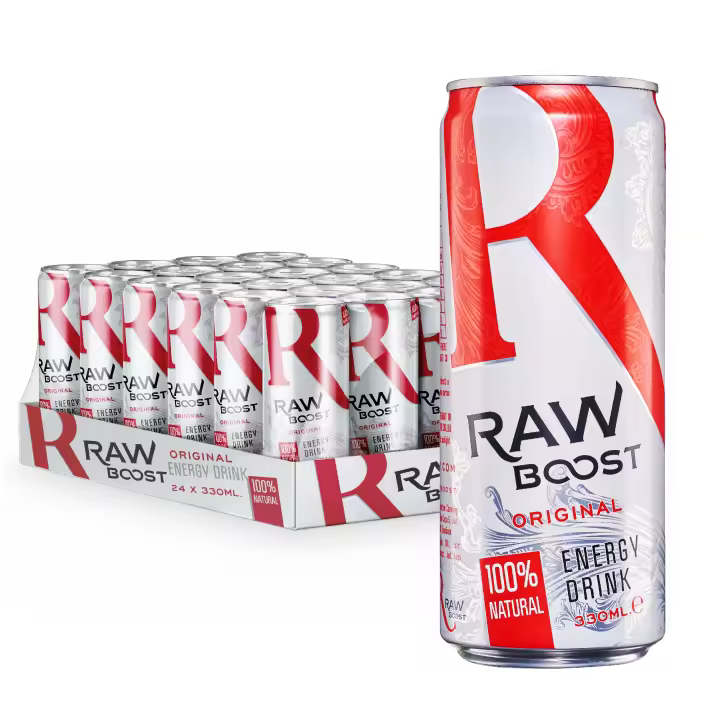 Raw Boost Original 100% Natural & Vegan Energy Drink- Pack 24 X 330ml - 1