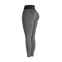 Leggings De Cintura Alta Para Mujer Yoga Levantamiento De Glúteos Honeycomb Pantalones De Yoga De Pierna Completa Spandex Polyester - details 9