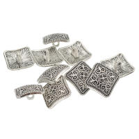 10 Piezas De Botones De Metal En Forma De Flor Cuadrada Plateada Para Tejidos 13x13mm Con Tira Para DIY Y Costura - details 2