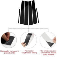 6PCS Pegatinas De Decoración Para Puertas Y Ventanas De Coche Estilo Cromado Negro Brillante Para Toyota Corolla 2014-2018 - details 2