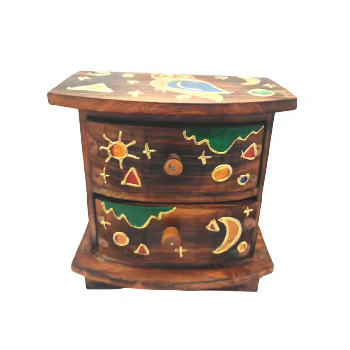 SusggO - Buho Mini cajonera Madera para Poner sobre la Mesa con 2 cajones. Costurero Joyero Organizador de Escritorio. Almacenaje Artesania Decoracion Multiusos Hogar Buho DE LA Suerte - 1