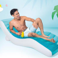 Colchoneta hinchable INTEX Splash Lounge azul y blanco, flotador para piscina, Capacidad 1 persona, peso máx. 100kg, Medidas 99x191cm, incluye porta bebidas y parche de reparación - details 6