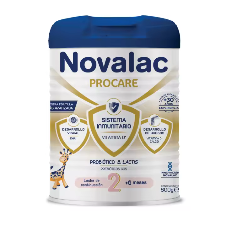 Novalac Procare 2 Leche Continuación 6-12 Meses. Contribuye Desarrollo Normal y Sistema Inmunitario del Bebé. Fórmula Elaborada con Pediatras con Hierro, DHA, Vit A, C y D - 800 g - 1