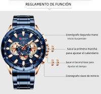 Reloj Deportivo Casual CURREN Para Hombres Con Cronógrafo Y Pantalla Grande De Acero Inoxidable Luminoso Resistente Al Agua Y De Cuarzo - details 5