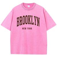 Camiseta De Algodón Cómoda Para Hombre Con Impresión De Letras De Brooklyn New York Cuello Redondo Estilo Hip Hop Suelta Y Cómoda Para Todo El Año - details 10