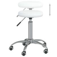 vidaXL Silla de oficina giratoria de cuero sintético blanco - details 4