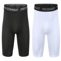 Leggings De Compresión Base Con Capa De Almacenamiento Para Hombres Pantalón Corto De Deporte Correr Baloncesto Talla Ajustada Colores Negro Y Blanco - details 0