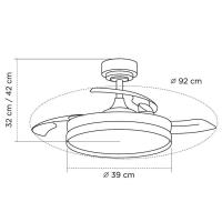 Akunadecor - Ventilador de techo modelo MIOK S blanco/plata, motor DC 6 velocidades Tecnología Led 46W sistema CCT 5520 Lúmenes, Control remoto con temporizador, luz regulable en color e intensidad, Memoria motor inverter verano/invierno ultra silencioso. - details 2