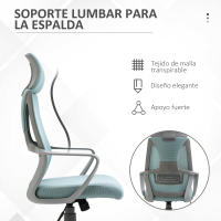 Vinsetto Silla de Oficina Ergonómica Silla de Escritorio Ajustable en Altura con Respaldo Reposabrazos Reposacabezas 5 Ruedas Soporta hasta 120 kg 64x55x116-126 cm - details 5