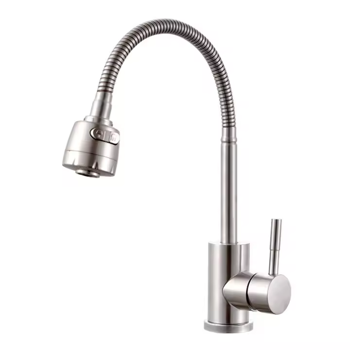 Grifo de Cocina, Grifo de fregadero giratorio de 360 ° de Maple inoxidable 304 with Manguera flexible, Grifo mezclador para fregadero, salida de Agua de doble función, equipado con mangueras flexibles Frías y Entes caliones - 1