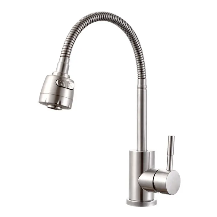 Grifo de Cocina, Grifo de fregadero giratorio de 360 ° de Maple inoxidable 304 with Manguera flexible, Grifo mezclador para fregadero, salida de Agua de doble función, equipado con mangueras flexibles Frías y Entes caliones - 1