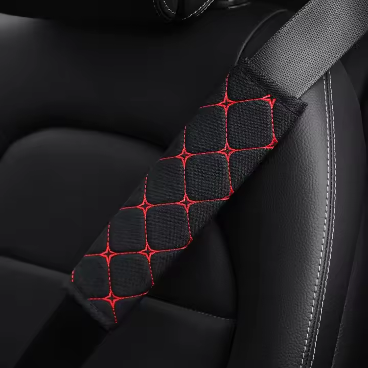 Cubierta De Cinturón De Seguridad Para Coche En Lino Bordado Tejido Transpirable Funda Para Hombro Accesorios De Coche - 1