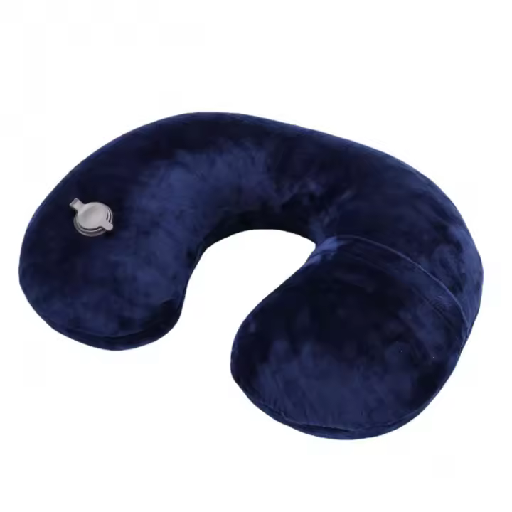 1 UNID en forma de U Almohada de Viaje Inflable Portátil Cuello Vical Spine Soporte Corto Cojín de Felpa Offi Essentials Sueño - 1
