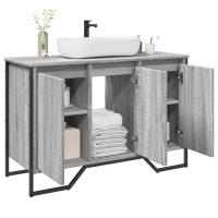 vidaXL Armario lavabo baño madera ingeniería 91x35x60 cm en color Roble ahumado/Marrón roble/Gris sonoma y más | almacenamiento funcional diseño moderno para baño dormitorio sala - details 2
