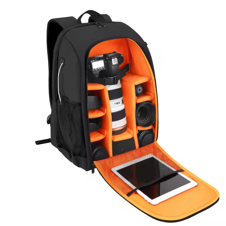 mochila hombre,mochila viaje,25LAlta capacidad Bolsa de fotografía para portátil,mochila para cámara digital,mochila para cámara réflex digital(24*18*18)negro - 1