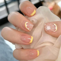 Set De 24 Uñas Postizas Cortas Estilo Francés Arte De Uñas Artísticas Para Manicura Extensión De Uñas Con Diseño - details 1