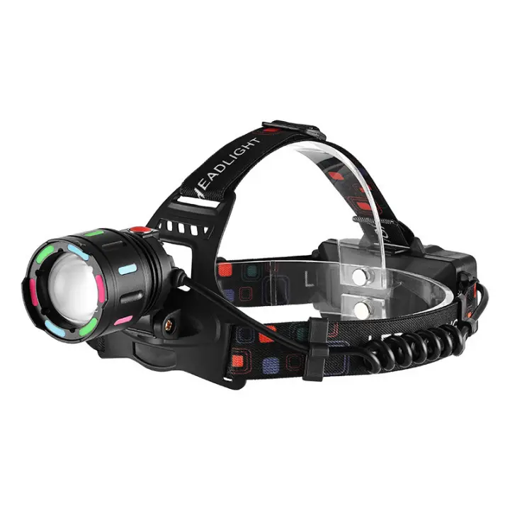 Nuevo faro láser blanco de 30 W con luz potente, carga tipo C, zoom para exteriores, faro LED colorido de largo alcance - 1
