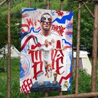 Bandeera De Pared Para Decoración Del Hogar Con Dibujo De Mbappe Superestrella Del Fútbol Flag Polyester Tamaño Variado - details 5