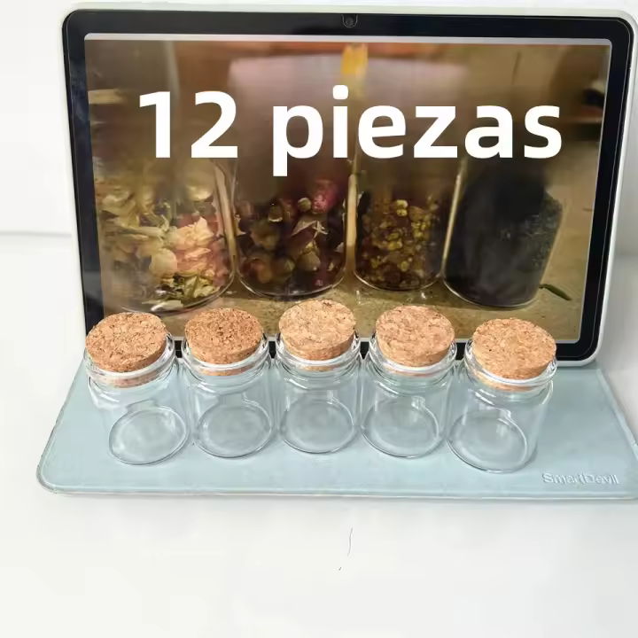 Botellas De Vidrio Pequeñas Con Tapa De Madera Para Almacenamiento De Hierbas Y Recuerdos Jars De Memoria Decoración De Habitación 30ml Tamaño Mini Disponibles En 5 Cantidades - 1