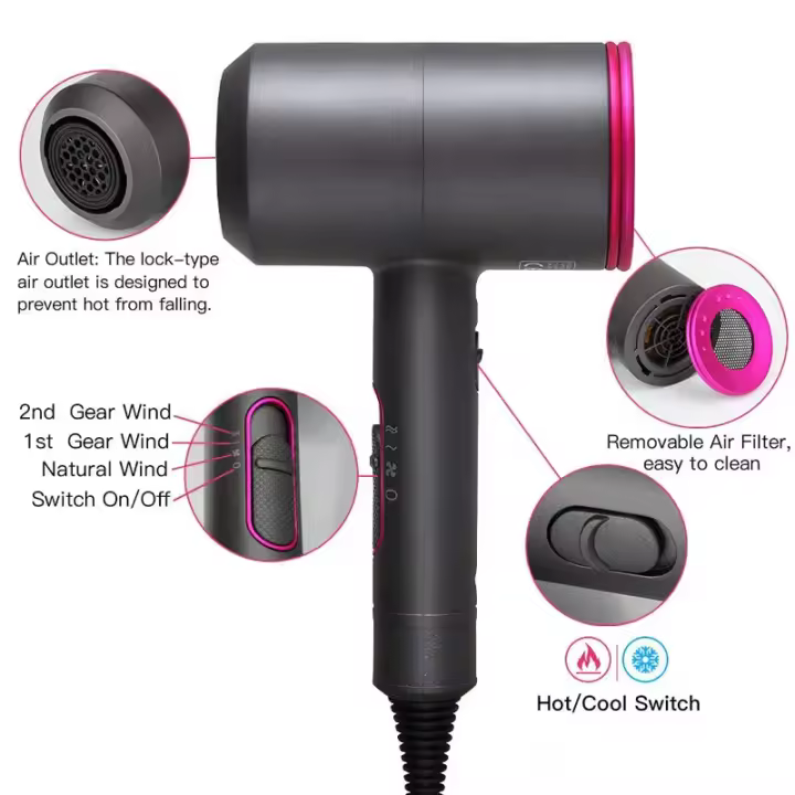 【Regalo para mamá 🎁 】Secador de Pelo 2000W Alta Potencia 2 en 1 - Peluquería Profesional & Hogar, Temperatura Constante con Protección, Ion Negativo, Alta Velocidad y Bajo Ruido - Portátil para Styling - 1