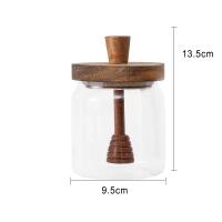 Jars De Miel Con Tapa De Madera Y Varilla De Mezcla En Vidrio De Borosilicato Alto Transparente Almacenamiento Sellado De Jars De Miel Retro Y Nostálgico - details 1