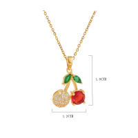 Collar De Moda Con Colgante De Cereza Para Mujer Accesorio De Joyería Con Zirconia De Alta Gama Cadena De Hombro De Acero Inoxidable Regalo Ideal - details 1
