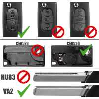 Ociodual Mando Llave 2 Botones Funda Carcasa CE0536 VA2 Key Case para Peugeot 206 207 306 307 308 407 607 806 Citroen C2 C3 C4 C5 C6 Flip - details 3