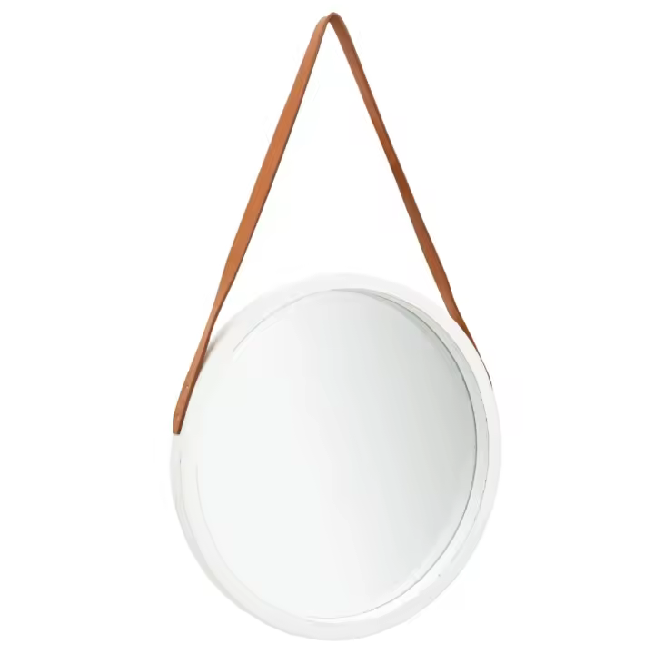 vidaXL Espejo de pared con correa blanco 50 cm - 1