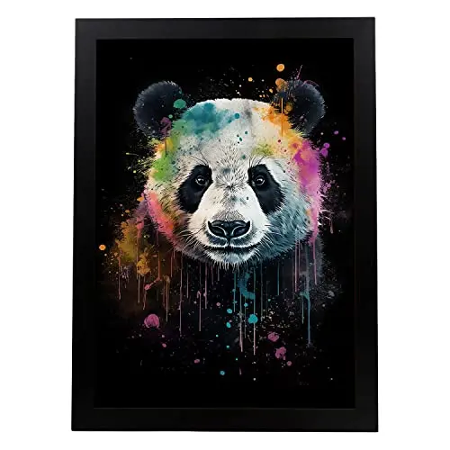 Nacnic Póster Panda Con Coloridas Salpicaduras De Pintura Acuarela - 1