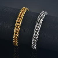 Pulsera De Cadena Cubana Punk Para Hombre Y Mujer 21cm Color Oro Y Plata Acero Inoxidable 9mm Cadena De Mano Regalo De Joyería - details 5