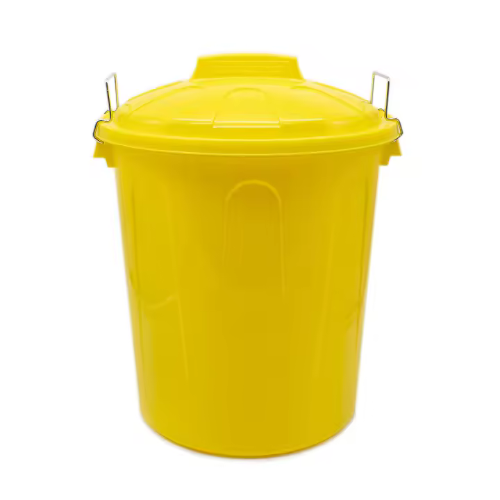 CABLEPELADO Cubo de Basura con tapa, Cubo basura Industrial, Cubo basura Plástico con asas metálicas, Contenedor residuos, 40 cm alto x 33 cm Diámetro superior, Capacidad 21 Litros, Amariillo - 1