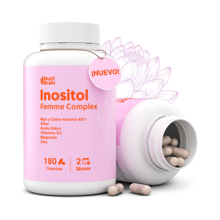 NUTRIBRAIN  Complejo de Salud Femenina con Myo y D-Chiro Inositol, Vitex, Ácido Fólico, Vitamina D3, Magnesio y Zinc  Apoyo para SOP, Equilibrio Hormonal, Fertilidad  180 Cápsulas - NutriBrain
