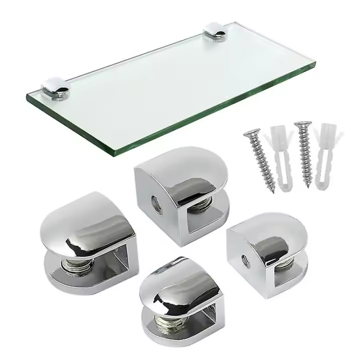 abrazaderas de vidrio de aleación de zinc, ajustables, para estantes de vidrio de 6 a 8 mm de grosor. - 1