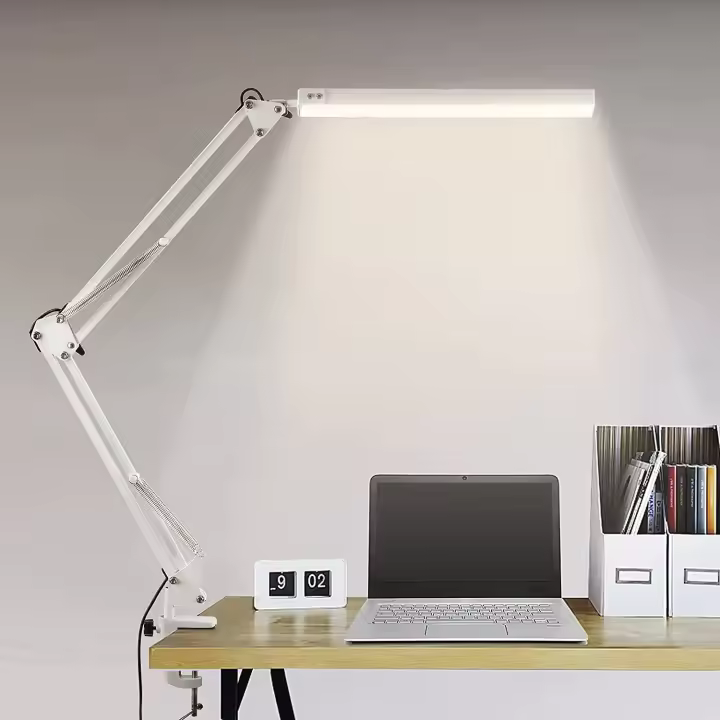 Lámpara De Escritorio LED Plegable Con Palanca Larga Y Clip Ajustable En 3 Colores Para Lectura Y Computadoras En Sala De Estar - 1