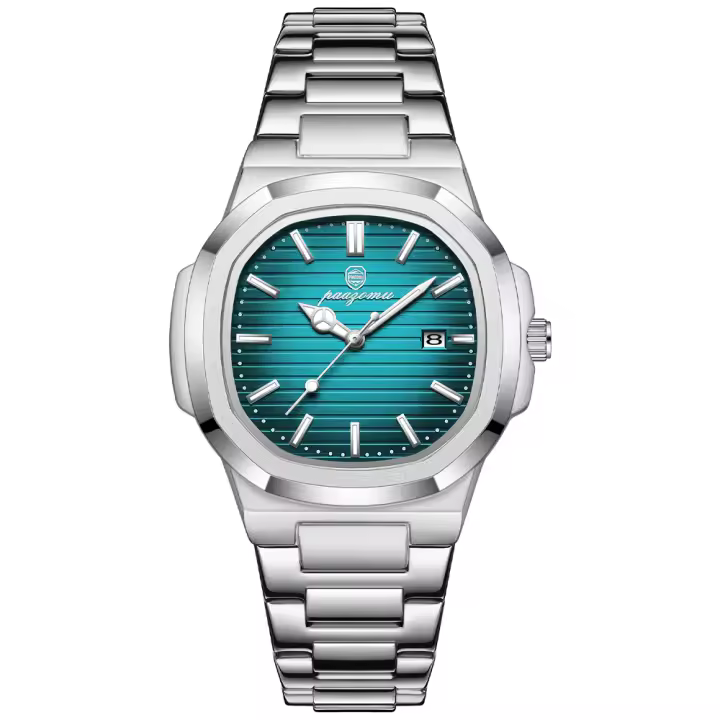 Reloj De Pulsera Deportivo De Lujo PENGAGAR Para Hombre Cuadrado Impermeable Luminoso Cronógrafo Acero Inoxidable Reloj De Quartzo - 1