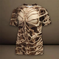 Camiseta De Verano Para Hombre Con Patrón De Elemento De Calavera 3D Estilo Casual Manga Corta Cuello Redondo Gran Talla Ropa De Calle - details 15