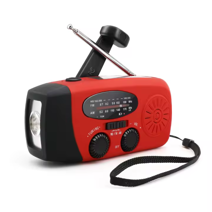 Radio meteorológica portátil con manivela autoaccionada con Energía Solar, Radio FM/AM/NOAA, Miniradio de supervivencia de emergencia con El interior superbrilliant de 3 LED, Batería externa de 2000 mAh - 1