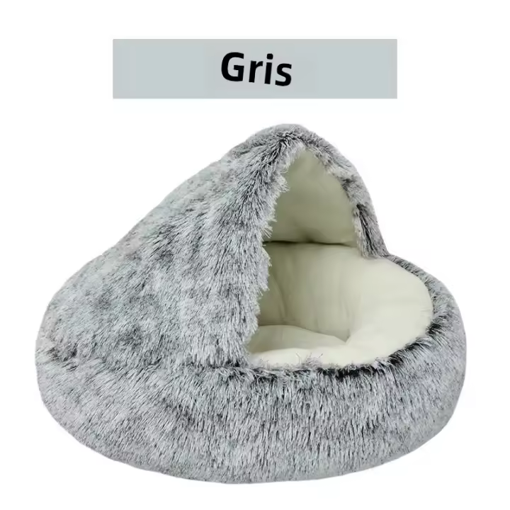 Cama De Gato Invierno Con Peluche Larga Almohadilla Redonda Para Mascotas Pequeñas Saco De Descanso Para Perro Pequeño 2 En 1 Casa De Gato Y Bolsa De Sueño - 1
