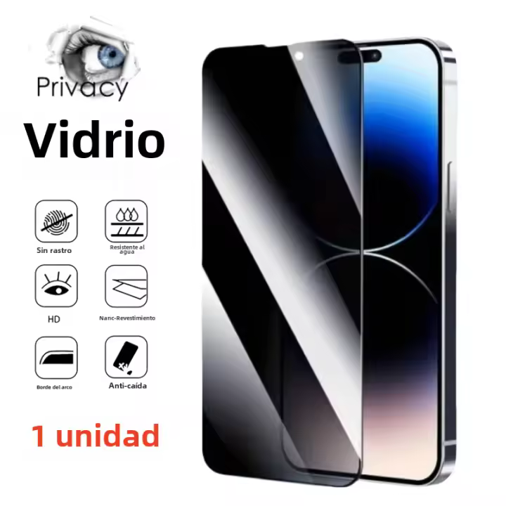 Protector De Pantalla De Privacidad Para iPhone 15 pro Max 14 13 12 11 Vidrio Templado Anti-Rasguños Resistente Al Espionaje - 1