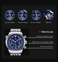 Reloj De Hombre POEDAGAR Militar Moda Resistente Al Agua Con Luminiscencia Y Fecha Cronógrafo Acero Inoxidable Lujo Quartzo Reloj De Pulsera - details 8