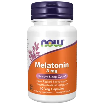 Now Foods NOW Melatonin 3 Mg - 60 Cápsulas | Suplemento Natural para Regular el Ciclo del Sueño y Mejorar el Descanso | Apto para Veganos y Vegetarianos | Sin Gluten ni Lactosa | Suave y Eficaz Inductor del Sueño - 1