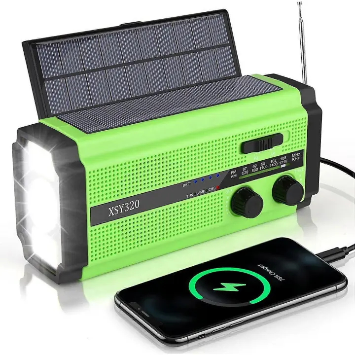 Radio Solar, Radio DE LA Manivela de AM/FM, Radio Portátil DE LA Emergencia con La Batería recargable 5000 mAh, Antorcha de 3 Modos LED - 1