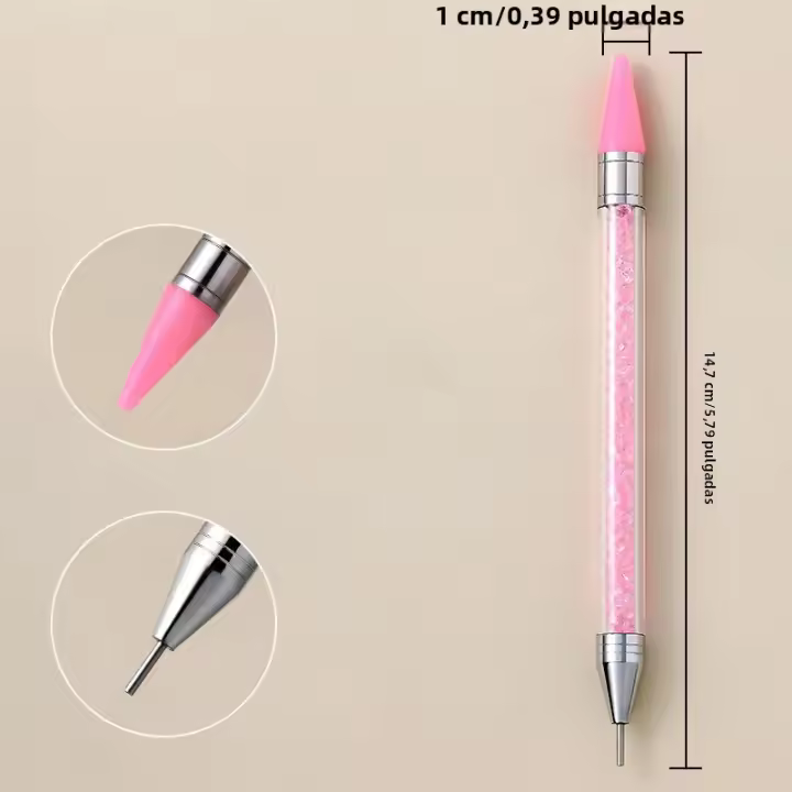 Doble Cabeza Pincel De Uñas Con Pinza Para Rhinestones Y Puntos Herramienta De Manicura DIY Con Cabeza De Silicona Para Gel UV - 1