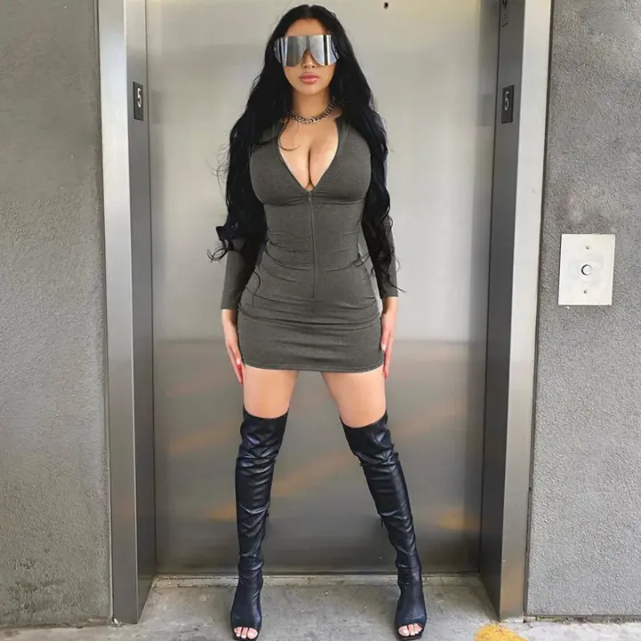 Vestido Mini De Manga Larga Para Mujer Estilo Harajuku Punk Vintage Y2K Casual Elegante Clásico De Verano Ropa De Calle - 1