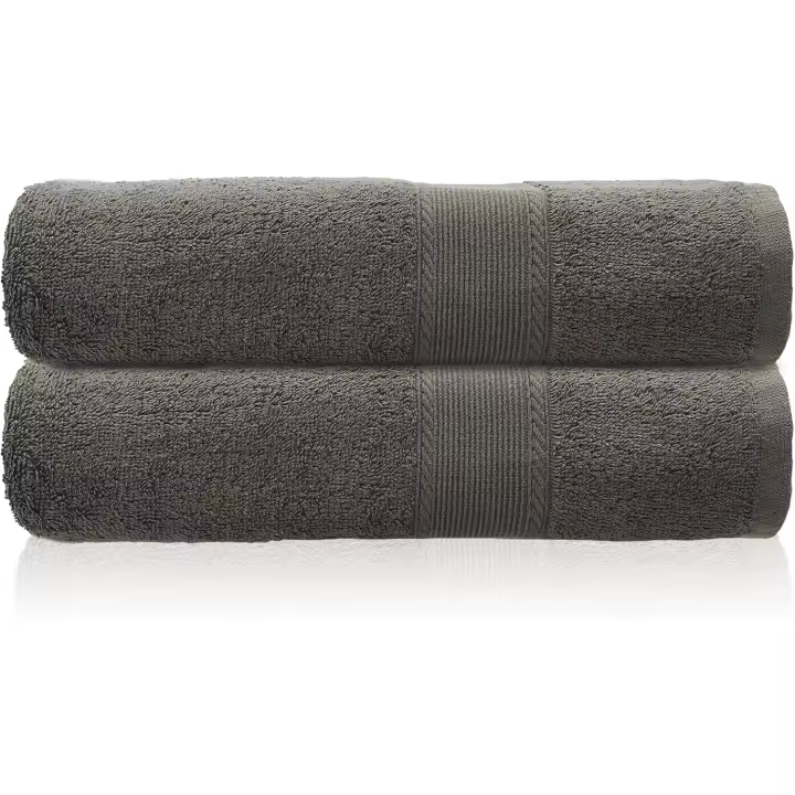 Paquete de 2 Toallas de Baño Extra Grandes (100x150 cm) - 100% Algodón Highly Absorbentes, Secado Rápido, Pesadas, Hotel, Baño, Ducha, Spa, Playa, Pool, yo uso Diario (Carbón vegetal) - 1